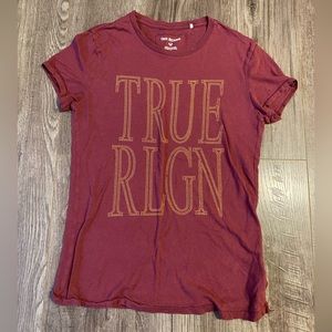 True Religion burgundy gemmed/ bedazzled T-shirt
